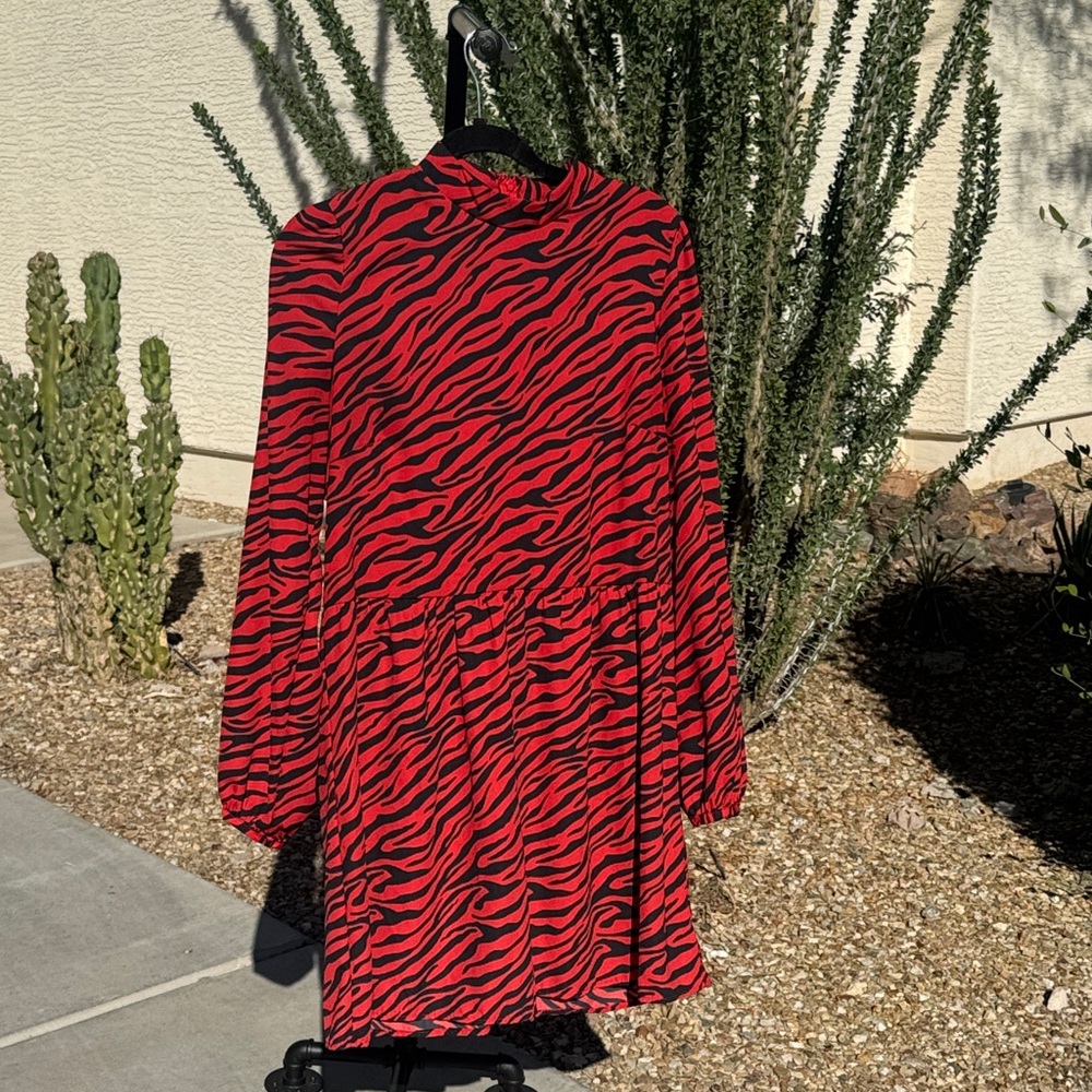 EUC BP Red and Black Zebra Print Dress